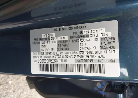 2019 Mazda Cx-5 Sport z USA, uszkodzony, nr VIN JM3KFBBM0K0603687